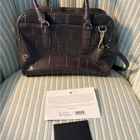 Brahmin Nocturnal Lysander Croc-Embossed Satchel - Picture 4 of 5